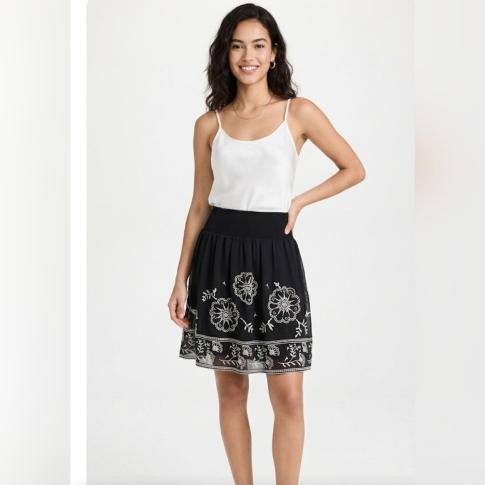 White House Black Market Elegant Black Floral Skirt, Size M.